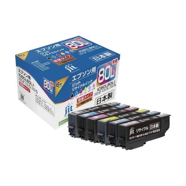 IC6CL80L対応 ジットリサイクルインク 6色入り(増量) JIT-AE80L6P 6個