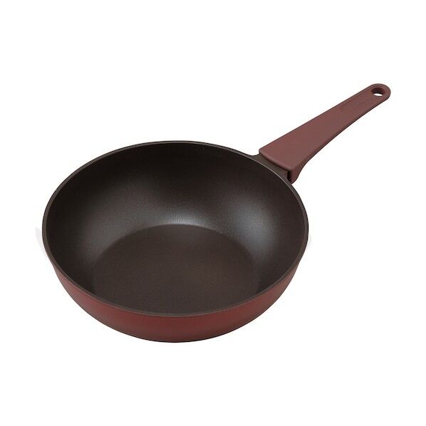 取っ手一体型炒め鍋26cm IH ルビーレッド DCP-I26 1点
