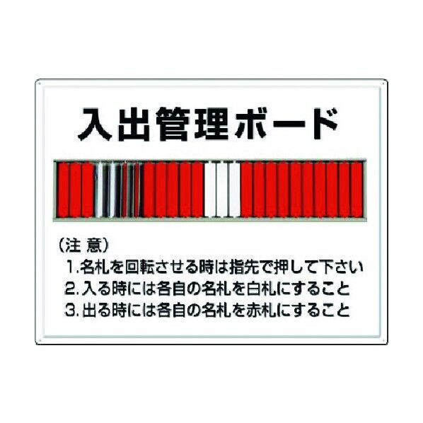 掲示板 入出管理ボード(25名用)名札回転式 80-F 1点