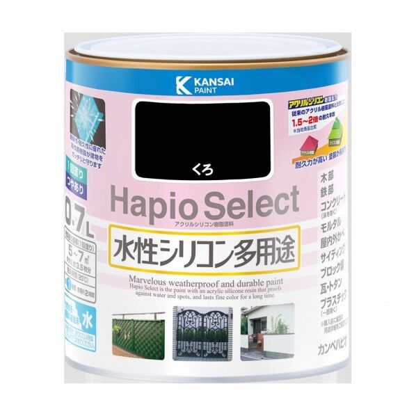 カンペハピオ ハピオセレクト（つやあり） 水性多用途 屋内外 119×121 くろ 00017650021007 1缶