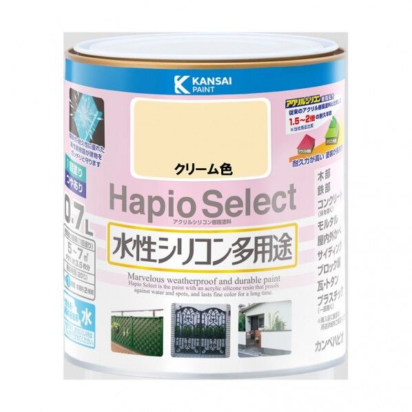 カンペハピオ ハピオセレクト（つやあり） 水性多用途 屋内外 119×121 クリーム色 00017650111007 1缶