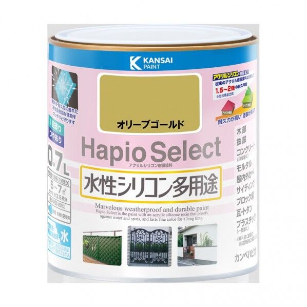 カンペハピオ ハピオセレクト（つやあり） 水性多用途 屋内外 119×121 オリーブゴールド 00017650321007 1缶