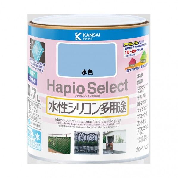 カンペハピオ ハピオセレクト（つやあり） 水性多用途 屋内外 119×121 水色 00017650361007 1缶