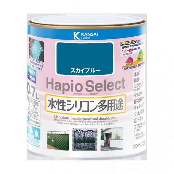 カンペハピオ ハピオセレクト（つやあり） 水性多用途 屋内外 119×121 スカイブルー 00017650641007 1缶