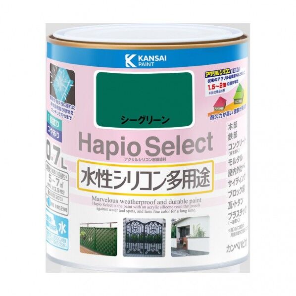 カンペハピオ ハピオセレクト（つやあり） 水性多用途 屋内外 119×121 シーグリーン 00017650411007 1缶