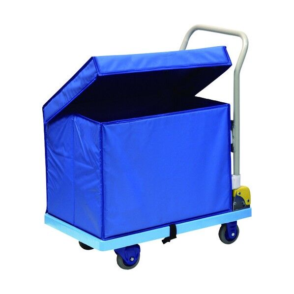 小型環境静音樹脂台車 ハンドル折りたたみ式 折りたたみ収納箱付(フタ有) NP-107DGS 1点