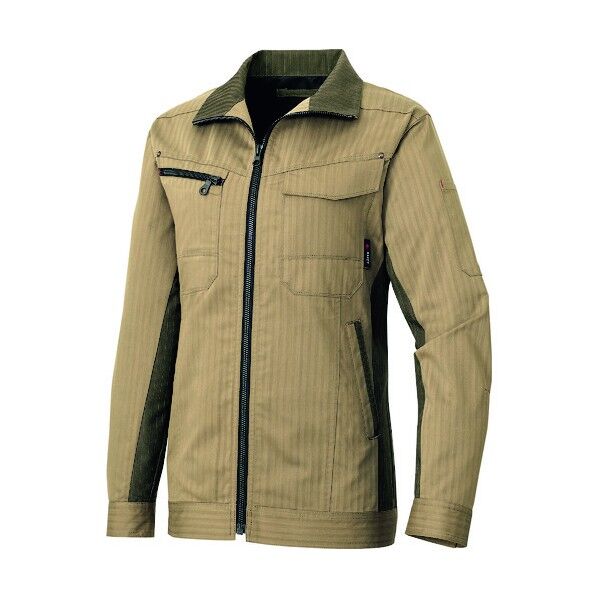 アジト ペンタスヘリンボーン レディース長袖サマーブルゾン 025カーキ L 30640 1