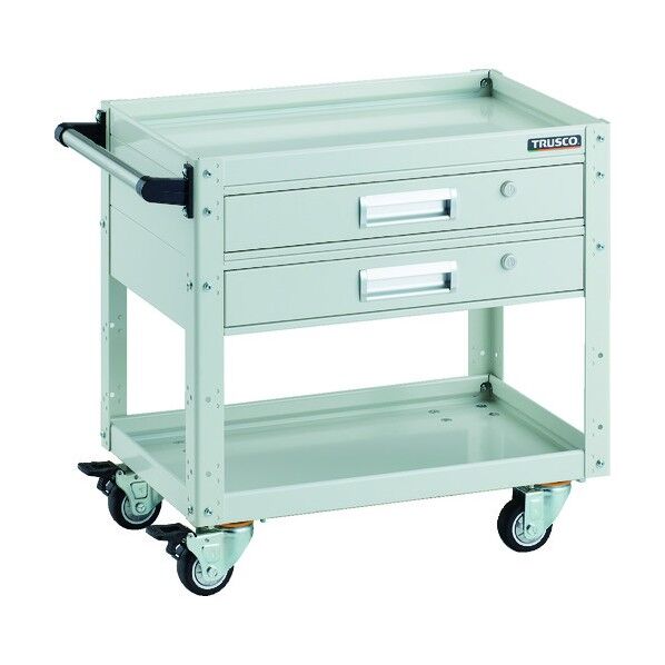 イーグルワゴン 600X400 引出2段付 ウレタン4輪自在 ホワイト EGW-662V2UJ-W 1点