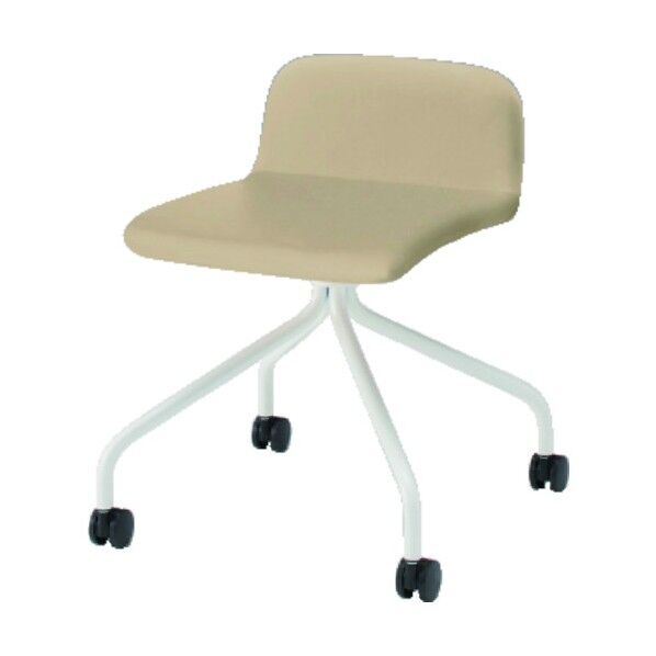 ノットワークローバックキャスターチェア張りぐるみ 脚ホワイト・ウレタンレザーサンドイエロー KLL-235DK-W9Y3 1点