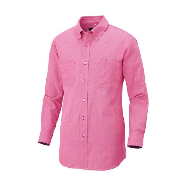 長袖ボタンダウンシャツ(コードレーン)(男女兼用) 109レッド L 50401 1