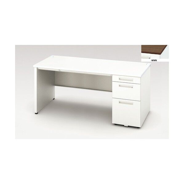片袖デスク (ロングストローク引出し) (パネル脚タイプ) XEHH167KP-WWN 1点