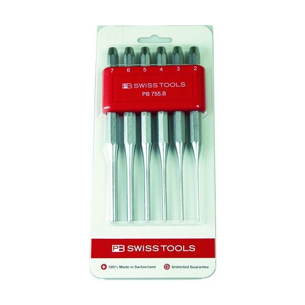 PBスイスツールズ755BCN平行ピンポンチ(八角胴)セットホルダー付 755.BCN 1