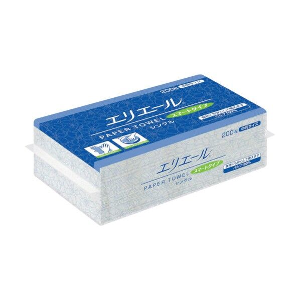 エリエールビジネスサポート ペーパータオルスマートタイプ 中判シングル ホワイト 703333 30パック