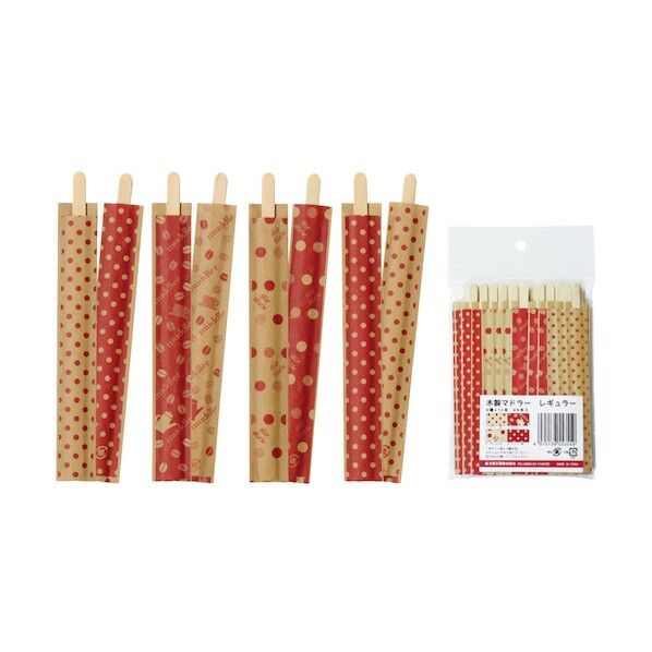 木製マドラー レギュラー 袋入 48本アソート 377307 1点