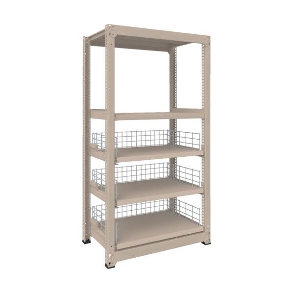 M3型中量ボルトレス棚 スライド棚3段フェンス付 単体型