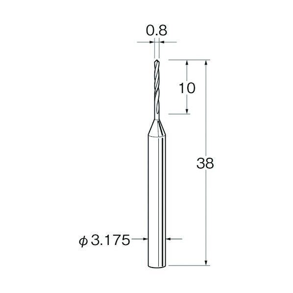ツイストドリル(超硬合金)刃径(mm):0.8シャンク径(mm):3.175 T3008 1本