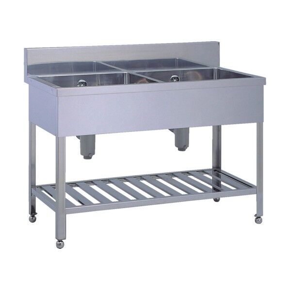 2S120-60Cステンレス製2槽シンク 奥行600mm SUS430 10-1104-81 1点