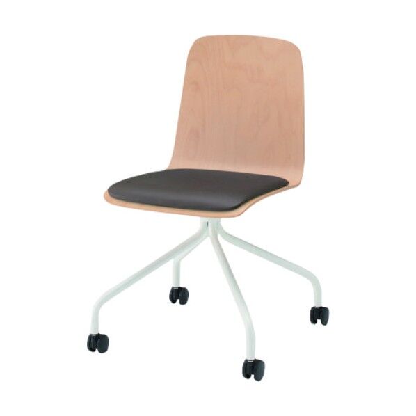 ノットワーク背座一体キャスターチェア座パッド付 背座ラスティックビーチL・脚ホワイト・ウレタンレザーセピアブラウン KLL-125DK-GHK1 1点