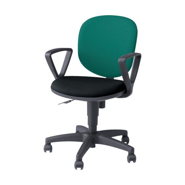 事務用チェア 背:グリーン/座:ブラック 固定肘付 SER511F-GRB 1点