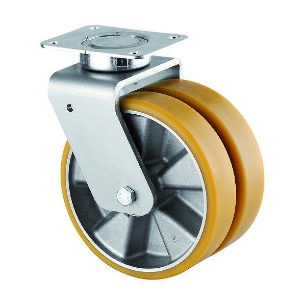 重荷重用高性能双輪キャスターDELTA TWIN(ポリウレタン車輪・メンテナンスフリー) φ200 自在式 9940ITP200P63 CONVEX 1点