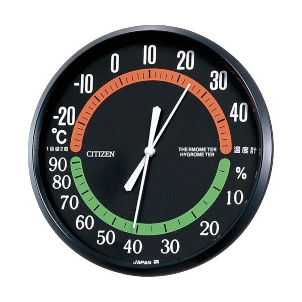 シチズン アナログ温湿度計 ブラック 165 x 170 x 40 mm 1個