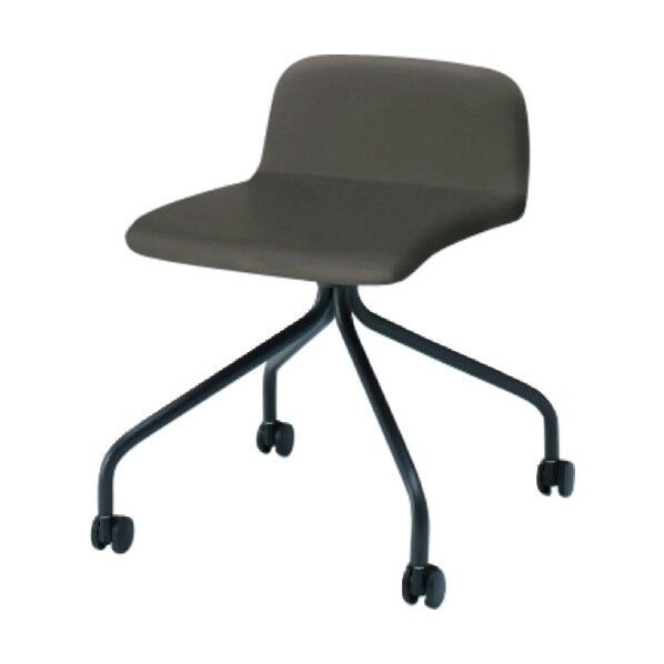 ノットワークローバックキャスターチェア張りぐるみ 脚サテンブラック・ウレタンレザーセピアブラウン KLL-235DK-T1K1 1点