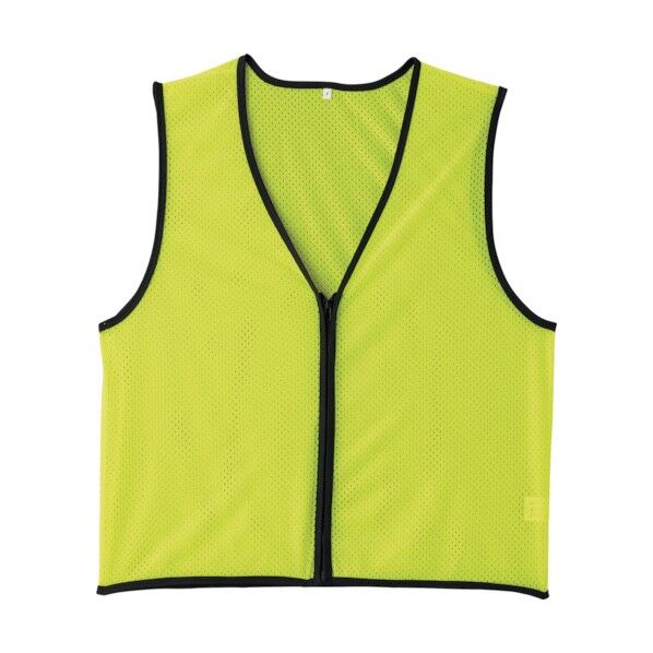 メッシュ安全ベスト 前開きタイプ MZ‐200KY 蛍光イエロー フリーサイズ 320021 1個