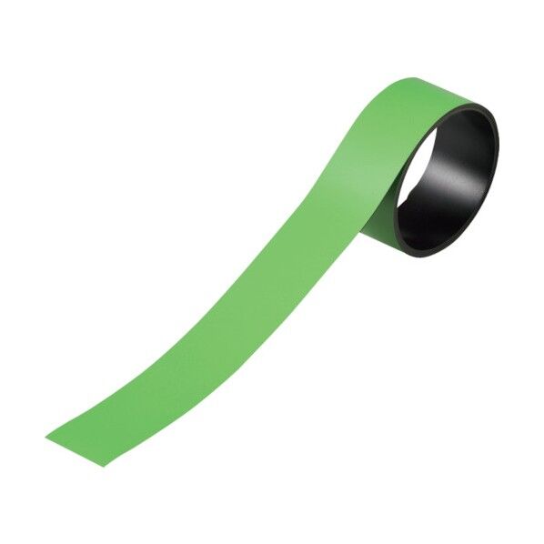 テープ状カラーマグネット マグネ30G 片面磁力 緑 30mm×1m×0.8mm 312052 1個