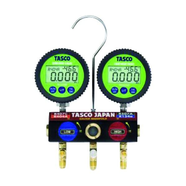 R404A/R407C/R134aボールバルブ式デジタルゲージマニホールドバルブ付チャージホース仕様キット 92cm TA124DWV-1 TA124DWV-1 1個