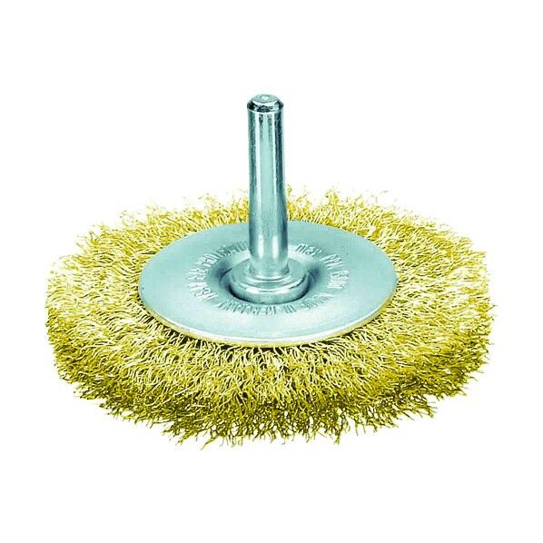 軸付ホイルブラシ 真鍮メッキ鋼線