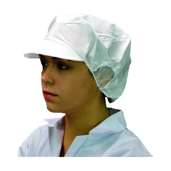 帯電帽つば付 66110W 白 M 20枚× 509-87-04-93 10袋