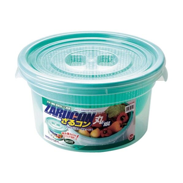 ざるコン丸16L 425×396×218 グリーン 053153 1個