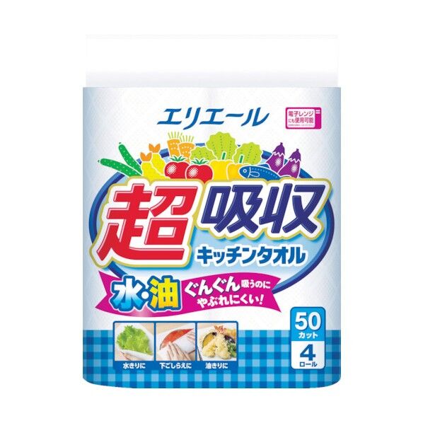 エリエール超吸収キッチンタオル4ロール(50カット) 723560 12