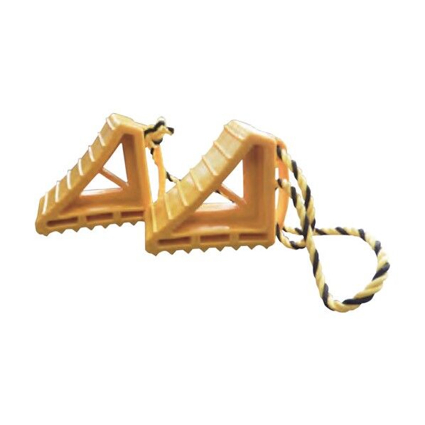 タイヤストッパー 黄 樹脂製 紐付 1117010106 2組