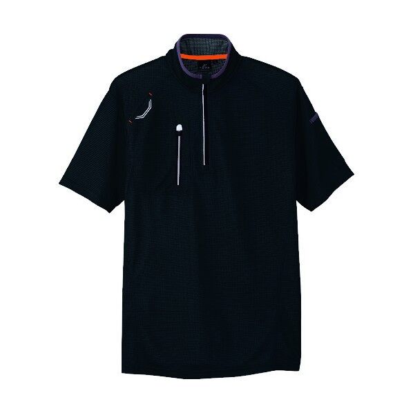 半袖ハーフZIPシャツ(男女兼用) 010ブラック 3L 10607 1