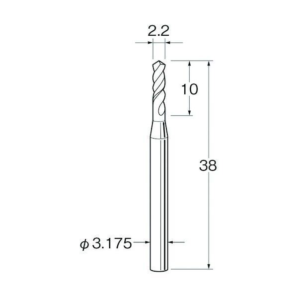 ツイストドリル(超硬合金)刃径(mm):2.2シャンク径(mm):3.175 T3022 1本
