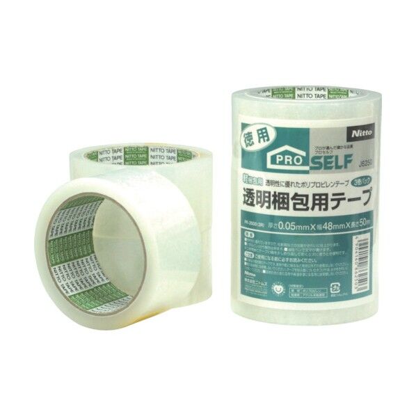 徳用 軽梱包用 透明梱包用テープ 透明 幅48mm×長さ50m×厚み0.05mm J6250 3巻