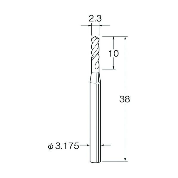 ツイストドリル(超硬合金)刃径(mm):2.3シャンク径(mm):3.175 T3023 1本