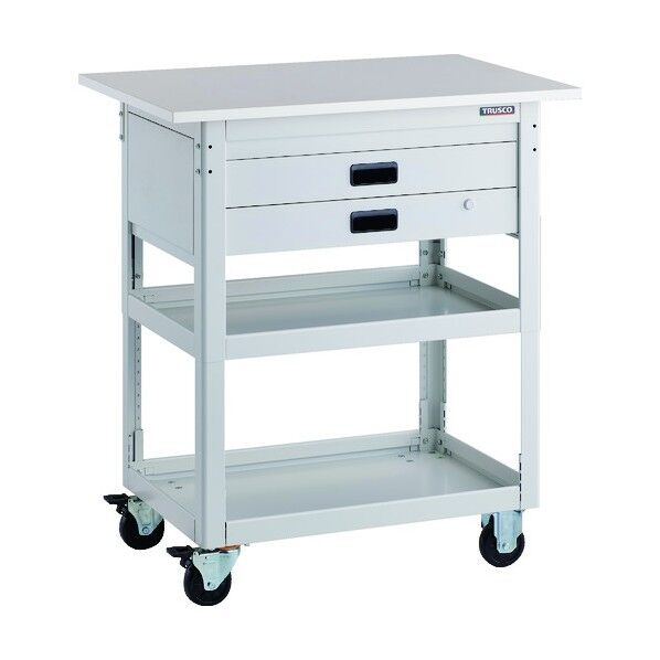 ツールワゴン ドルフィン 高さ調節式 天板付 900X600 2段引出 W DLWS-A973TX-W 1点