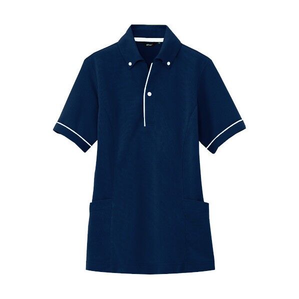 サイドポケット半袖ポロシャツ(男女兼用) 008ネイビー 3L 7668 1