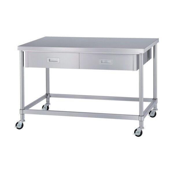 ステンレス作業台両面引出付四方枠キャスター付 ADWZC-18090 1