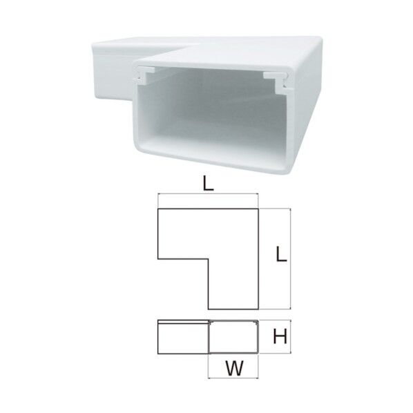 ＪＡＰＰＹ　樹脂製ケーブル配線保護カバーＮダクト　横曲り　ホワイト　Ｗ＝４０ C-43-SDS-W-JP 1