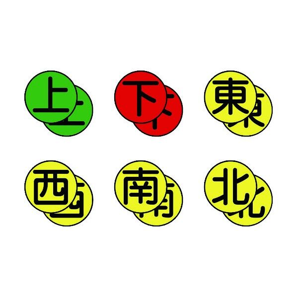 クレーンC-S クレーンステッカー標識上・下・東・西・南・北20mmΦ6種12枚組 1.000G 83039