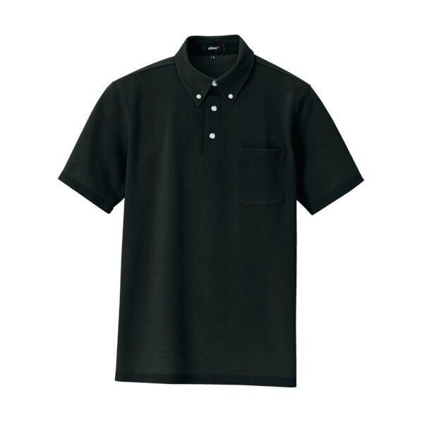 アイトス ボタンダウン半袖ポロシャツ ブラック L 7617-010-L 1