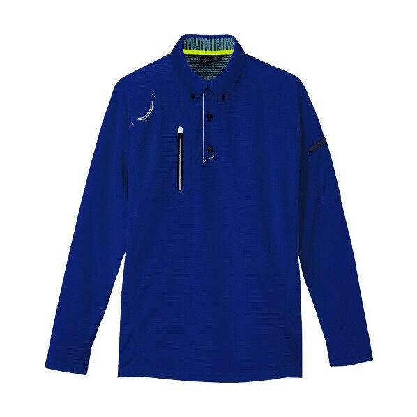 長袖ボタンダウンポロシャツ（男女兼用） 008ネイビー LL 10604 1