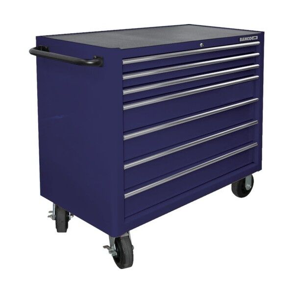 7段引き出し ロールキャブ ミッドナイトブルー ゴムマット仕様天板