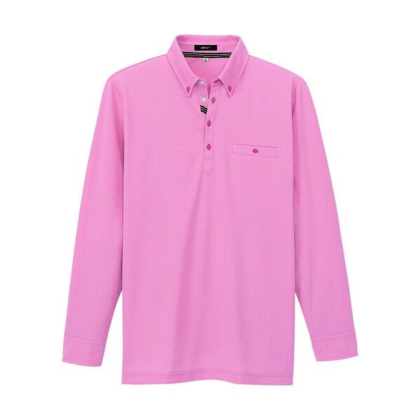 部屋干しボタンダウン長袖ポロシャツ(男女兼用) 160ピンク M 7665 1