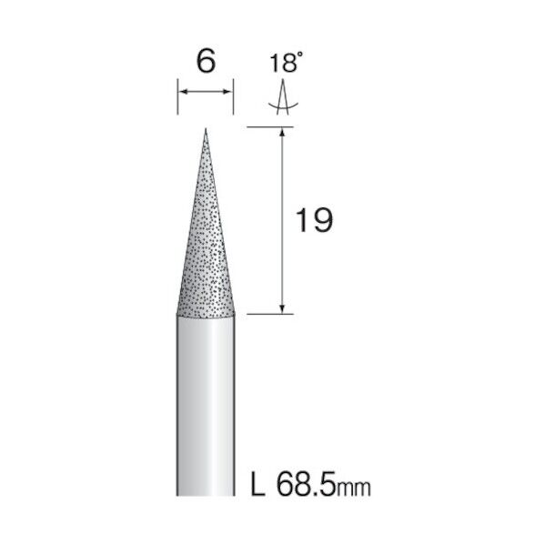 ミニモ 電着ダイヤモンドバー#120 Diamond Plated Point Φ6 刃長19mm AD3255 1個