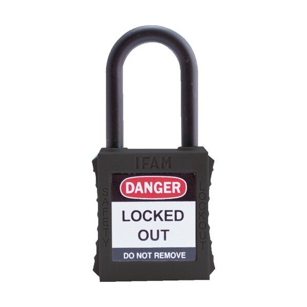 ロックアウト用南京錠 ナイロン製シャックル 黒 44880 1点