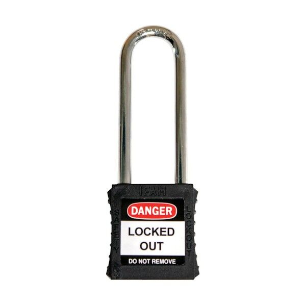 IFAM社 ロックアウト用南京錠 スチール製シャックル(ツル長) 黒 44866 1点
